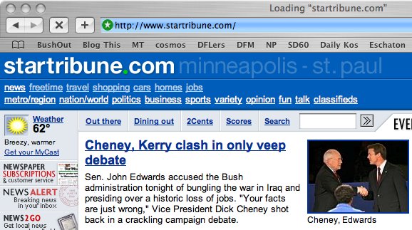 Cheney, Kerry clash in only veep debate